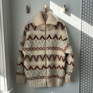 Cozy Cream and Brown Patterned Varley women’s  Sweater